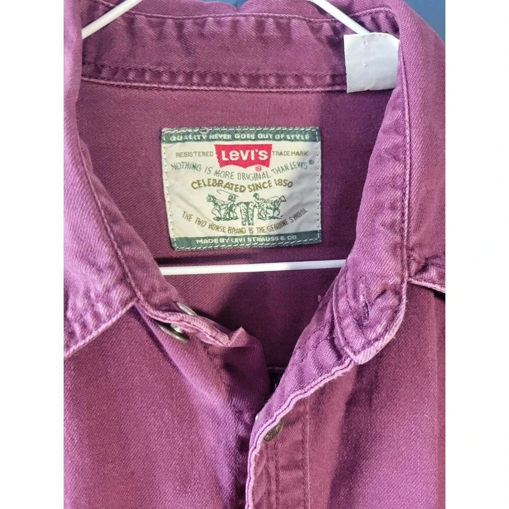 Vintage Levis Button Up Shirt Adult L Metal Buttons Collar Workwear 90s Cowboy
